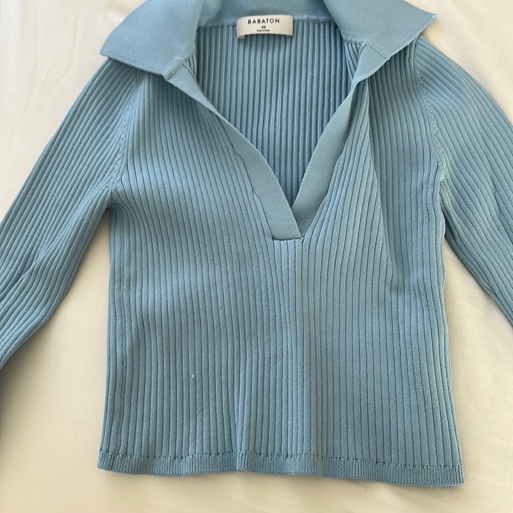 Babaton Long Sleeve Polo Sculpt Knit